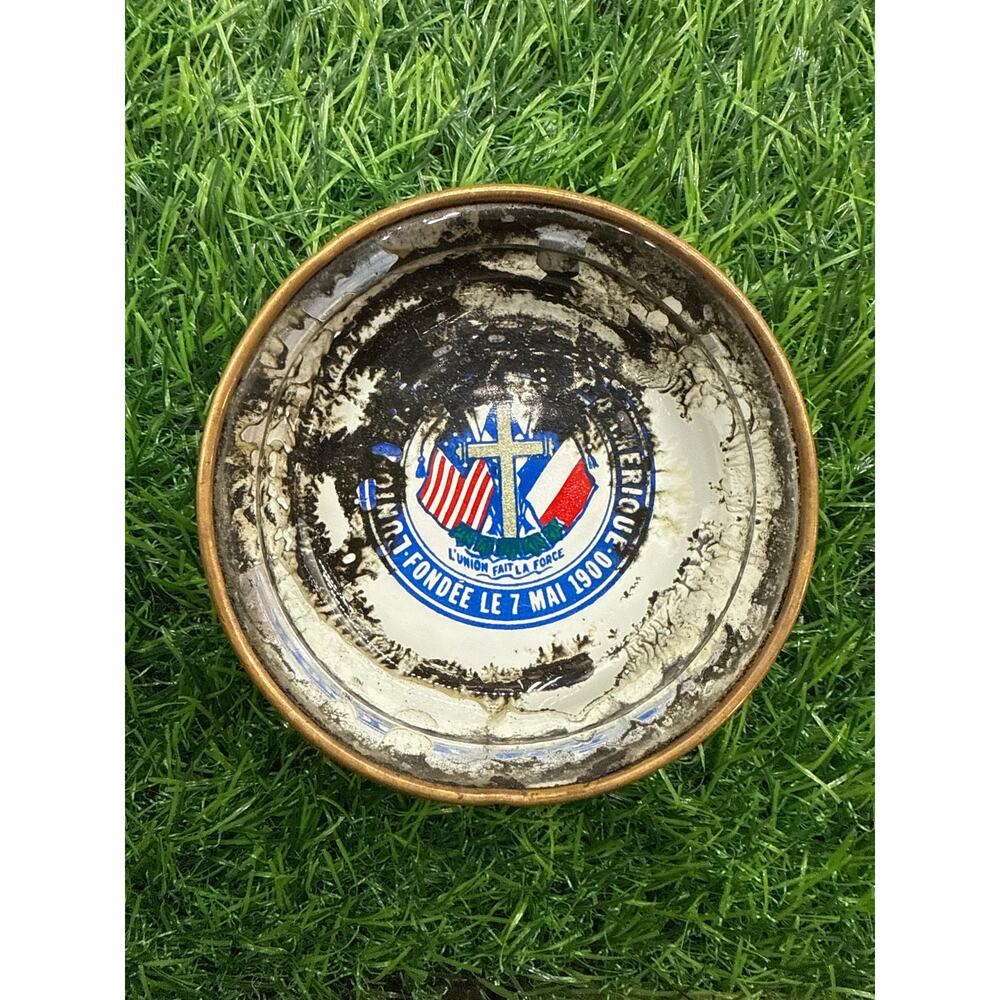 Union Saint-Jean-Baptiste d'Amérique Vintage Brass & Glass Ashtray